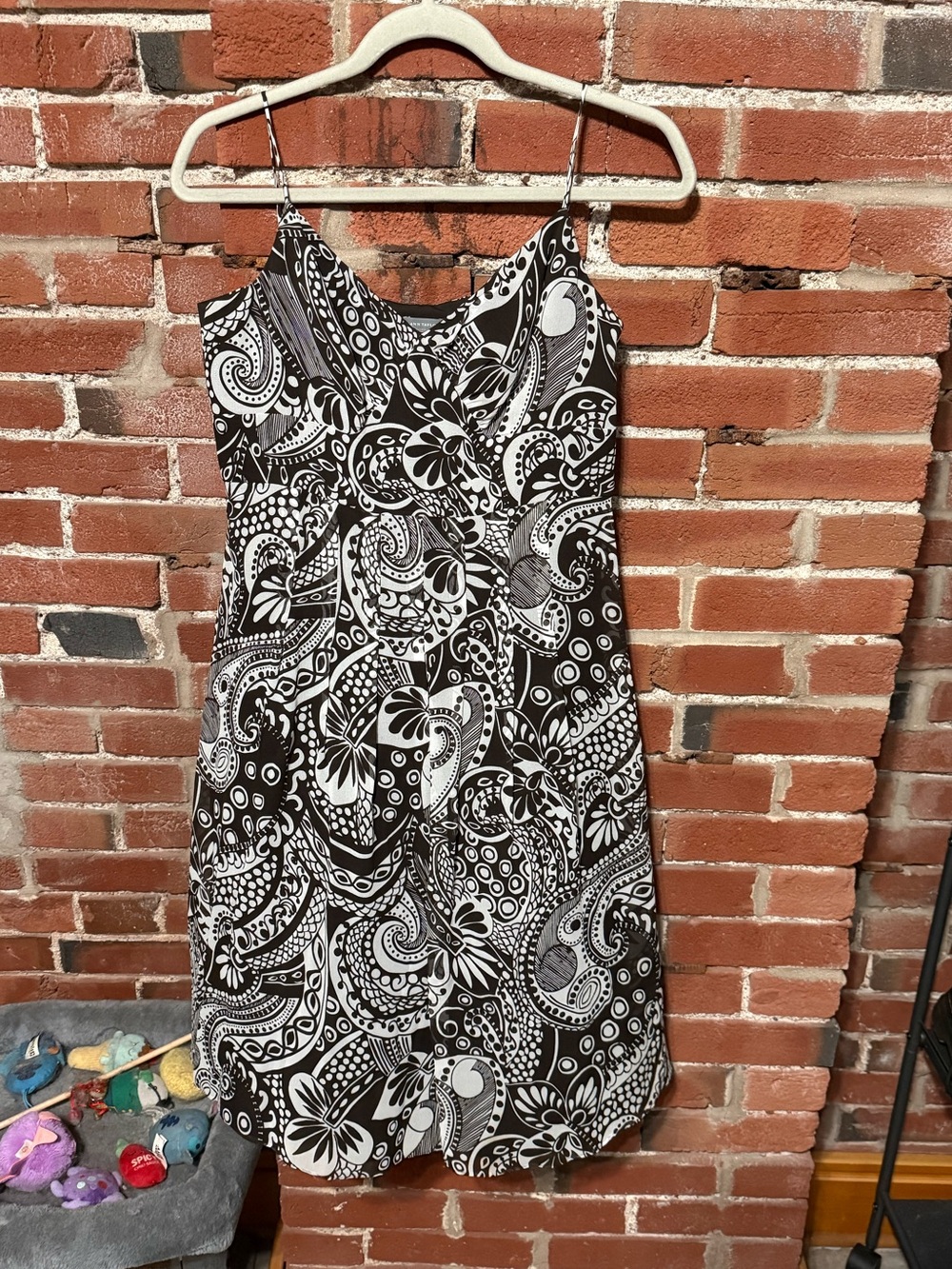 Brown & White Paisley Slip Dress